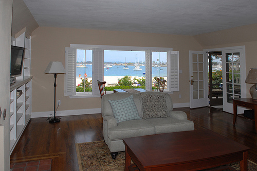 living room with bay view