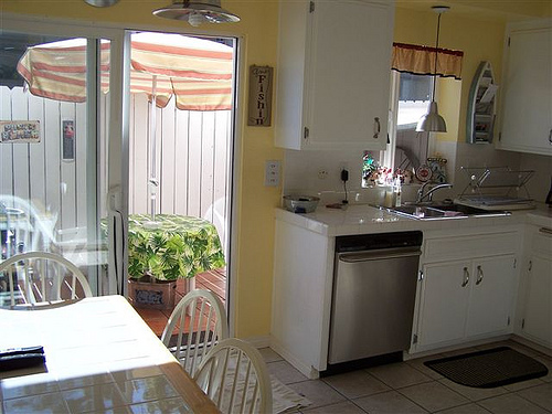 kitchen, dining room, with patio view kitchen, dining room, with patio view
