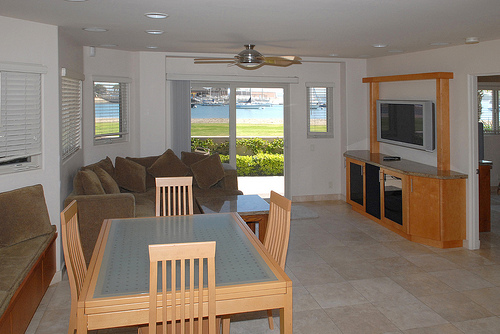 living room with bay view
