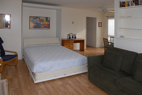 living room with Murphy bed