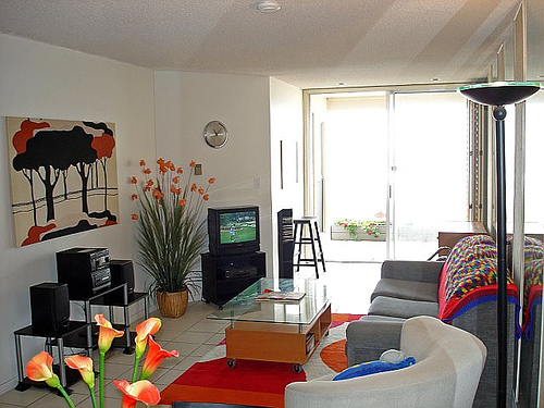 living room facing ocean